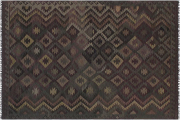 Flat Weave Kilim, Antique, Navaho, Vintage, Handmade, Geometric Kilim Purple Green Hand-Woven Rectangle 100% Wool Area Rug 6 x 10